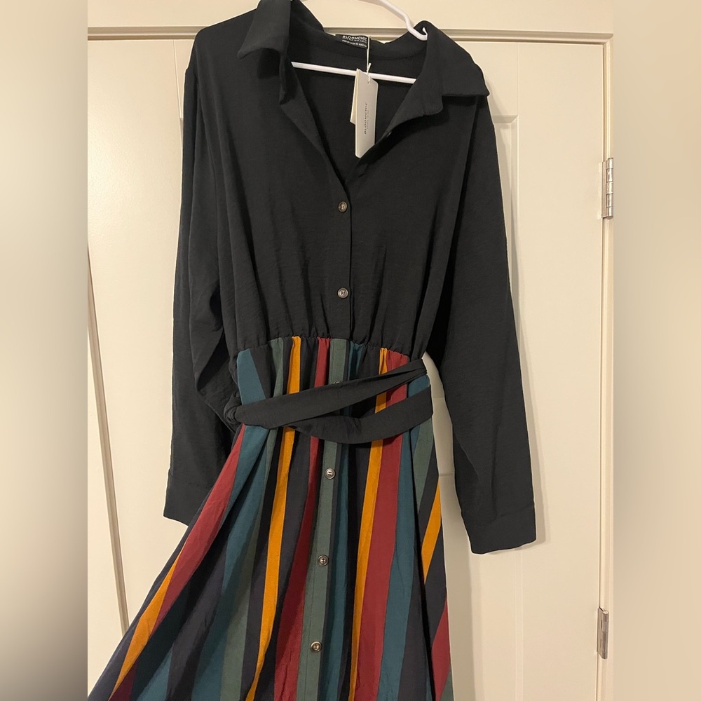 Striped Black Multicolor Dress